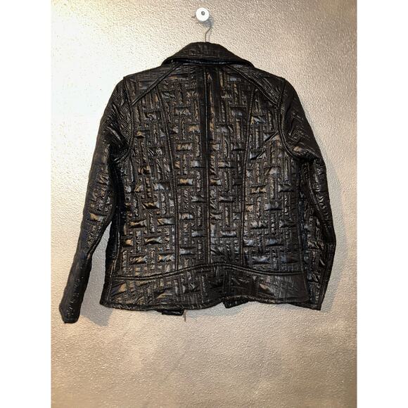 Frank Lyman Edgy Mob Wife Academia Y2K Black Quilted Front Zipper Pockets Jacket - Picture 10 of 14